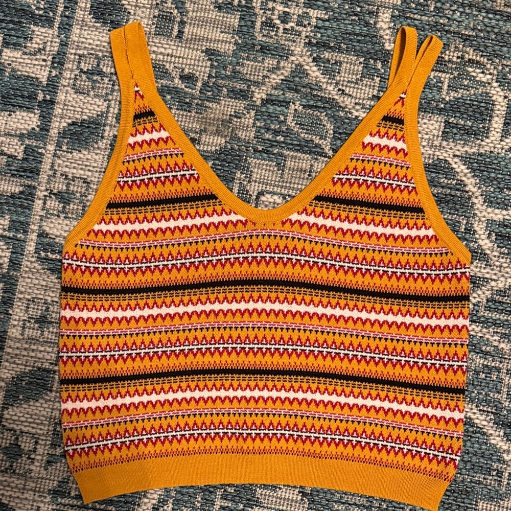 Multicolor Knit Patterned Crop Top